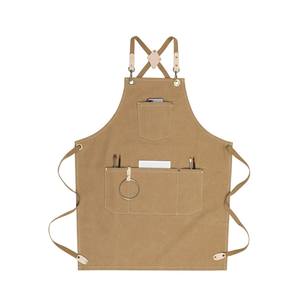 Men's Canvas Apron for Cooking and Grilling Workwear with Organic TPU Straps and <b>Synthetic</b> <b>Leather</b> Non-Waxed Pockets - Product Image 6