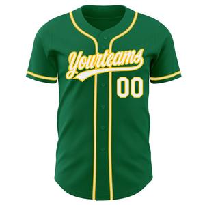 Maillot de baseball authentique vert Kelly blanc-or personnalisé - Product Image 2