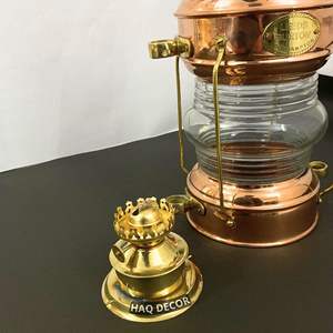 Lanterne à huile d'ancre en laiton et cuivre lourd Leeds Burton Nautical Maritime 13.5 "Ship Lantern Handmade Design - Product Image 3