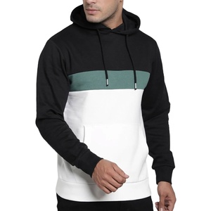 Sweat-shirt à capuche pour homme en molleton 100% coton, color block, avec poche kangourou et logo sur le devant, pour l'hiver - Product Image 1