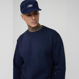 Pull d'hiver en coton lourd à la mode américaine, motif logo personnalisable, sans doublure, col rond ample pour hommes. - Product Image 3