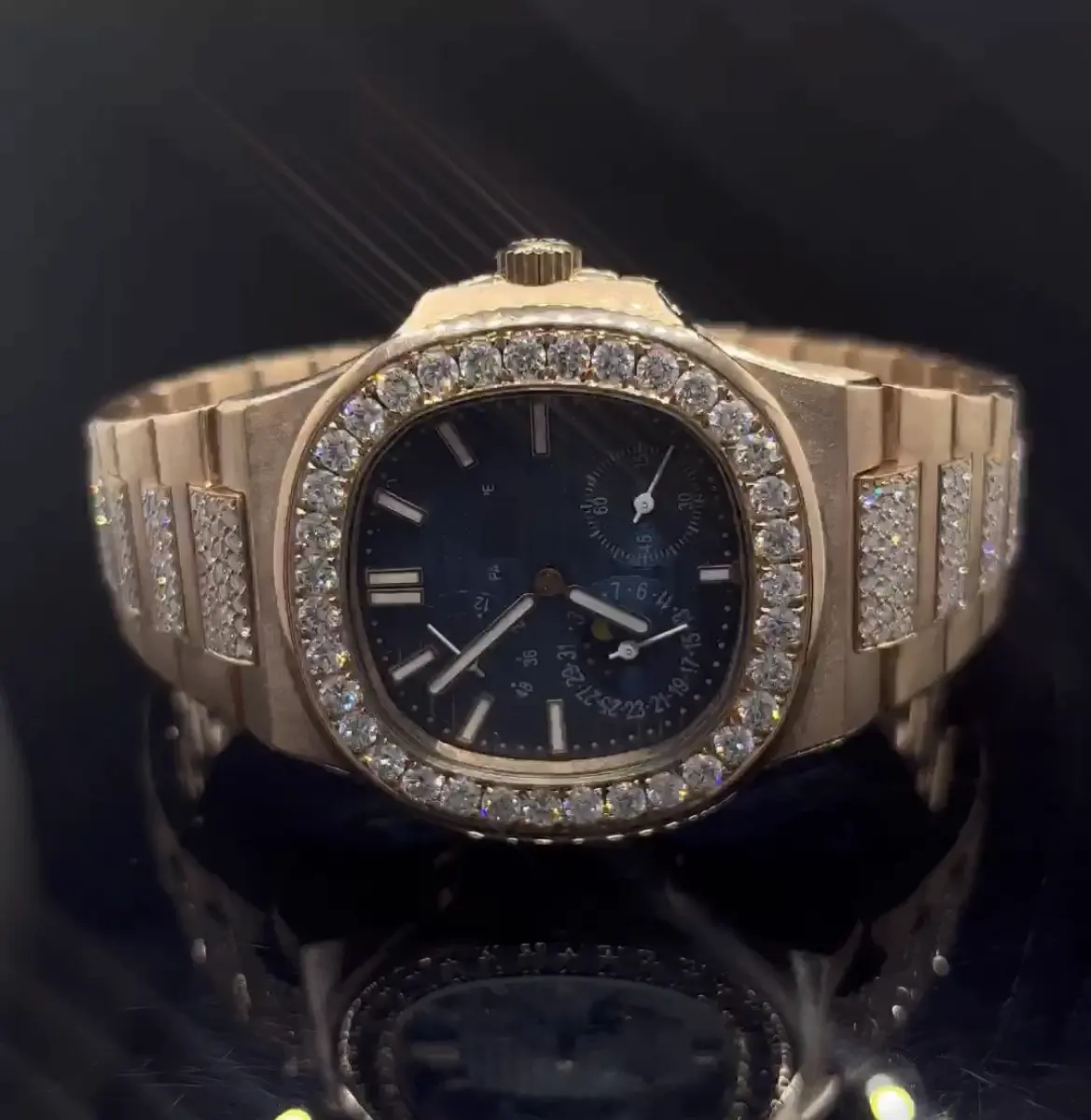 Ef Vvs Mossonite Kleur Minder Diamond Ice Out Desinger Horloge Met Custom Werk Op En Bezel Baguette Diamond Instellen