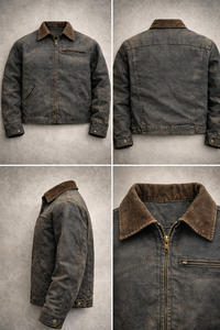 Chaqueta de Trabajo para Hombre, Estilo Vintage, Lavada, de Lona de Pato, Chaqueta Utilitaria con Cierre, Estilo Detroit - Product Image 5