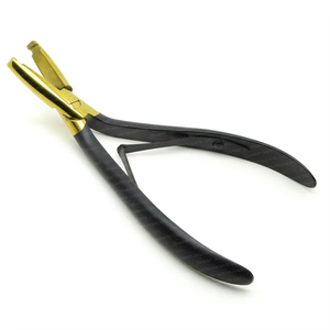 Pinzas clásicas para extensiones de cabello hechas a medida, plateadas y doradas con mango negro, herramientas para extensiones de cabello en formas únicas - Product Image 4