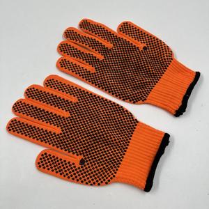 ถุงมือผ้าฝ้ายแบบถักข้อมือเต็มผืน กันลื่น สีส้ม สำหรับงานทั่วไป - Product Image 6