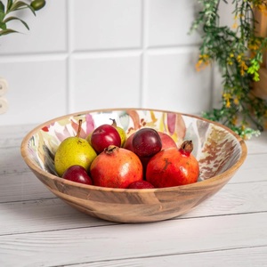 Nouveau Design Bols en bois émaillé en bois de mangue Design imprimé Meilleure qualité Bol de nourriture de grande taille de fournisseurs indiens. - Product Image 2