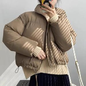 Veste rembourrée en coton chaud décontracté pour femmes pour l'automne hiver épaissir manteau bouffant col montant imprimé techniques doublure en Nylon - Product Image 4