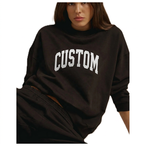 Sweat-shirt oversize à col rond et épaules tombantes pour femme, manches longues, logos personnalisés, vêtements d'hiver - Product Image 3