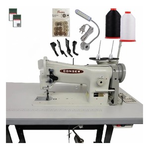 Machine à coudre industrielle CONSEW 206RB à double aiguille, plate, à pied mobile, à commande manuelle pour la couture de vêtements et l'usage domestique - Product Image 1