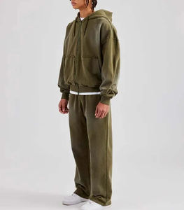 Fabricant de sweats à capuche et de pantalons de survêtement 100% coton avec fermeture éclair et lavage à l'acide personnalisé Sweat à capuche design de meilleure qualité au meilleur prix - Product Image 3