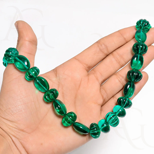 Collar de Esmeralda cultivada en laboratorio, cuentas facetadas, hilo de piedras preciosas de corte Nano verde pulido suave para fabricación de joyas personalizable - Product Image 2