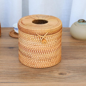 Boîte à mouchoirs en rotin style rotin tressé en plastique écologique, boîte à mouchoirs pour salle de bain, table, boîte à serviettes de table - Product Image 4