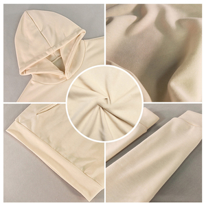 Logo personnalisé sans ficelle coupe et coudre sweat à capuche marron unisexe en coton uni surdimensionné vierge vêtements de rue sweats à capuche épais en éponge française - Product Image 2