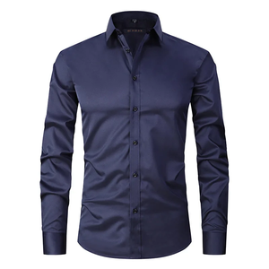 2024 chemise Slim Fit pour hommes avec logo personnalisé tissu imprimé micro-élastique en coton de haute qualité à manches longues tenue décontracté taille XL - Product Image 4