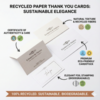Cartes de remerciement personnalisées en papier recyclé écologique, cartes de vœux professionnelles, impression typographique, gaufrage, feuille d'or