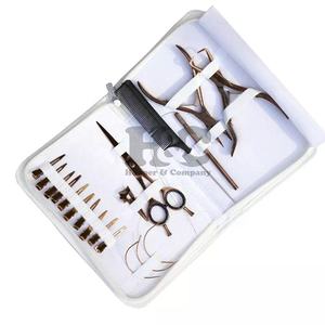 Nouveautés : Kit d'outils pour extensions de cheveux en acier inoxydable or rose – Pinces, clips, aiguilles en C, micro-perles – Usage professionnel - Product Image 3