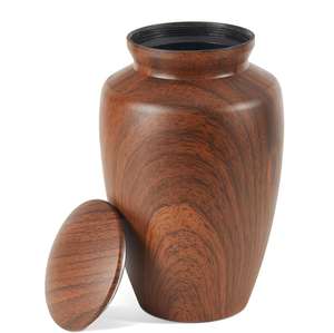 Urne funéraire en bois massif naturel de grande taille, fabriquée à la main, avec couvercle, urne commémorative de qualité supérieure pour cendres, décoration funéraire pour adulte - Product Image 1