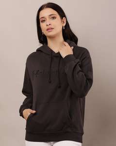 Sweat-shirts à capuche décontractés en tricot épais pour femmes, polyester/coton, vêtements d'hiver, logo personnalisé sur le devant, fabricant OEM - Product Image 1