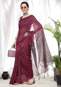 Saree en coton et lin doux de qualité supérieure, avec de belles impressions Bandhani, fabricant de mode pour femmes indiennes, exclusif et tendance - Product Image 3