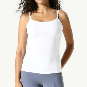 Summer Crop Top Femmes Col V Débardeurs Lingerie Sexy Sleeveless Short Tee Rib Fitness Underwear Sport Seamless Bra Tops Camisole - Product Image 1