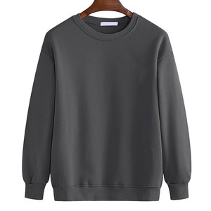 Crewneck <b>Sweatshirt</b> Men's 400gsm Heavyweight Cotton Fleece Pullover Blank Dark <b>Grey</b> <b>Sweatshirt</b> Factory Low MOQ - Product Image 1