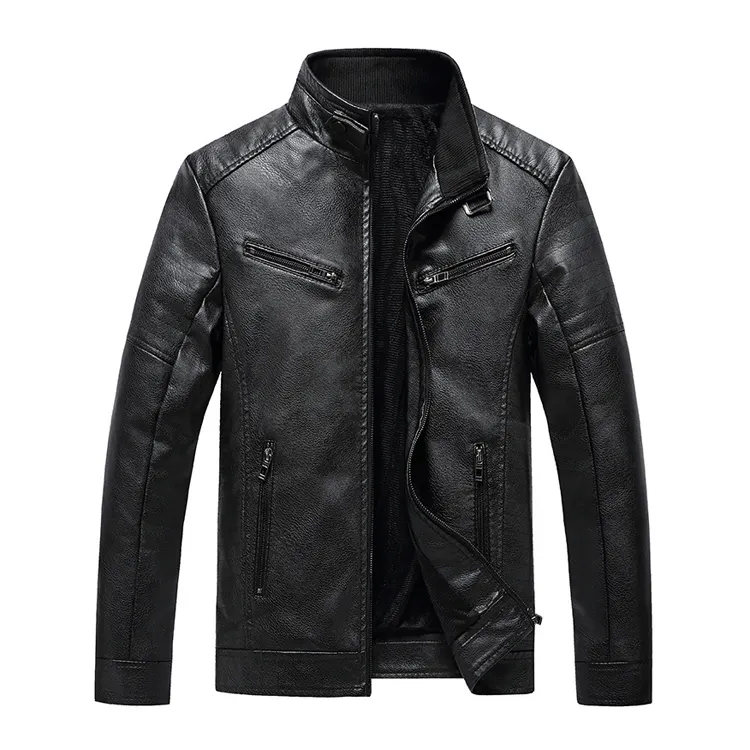 High quality custom jacket spring and autumn slim stand collar pu leather jackets for men 2021 men riding jacket motorcycle