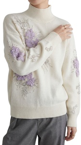 Pull pour femme en tricot respirant à manches longues, col rond, couleur unie, style coréen, nouvelle collection automne/hiver, broderie 3D - Product Image 2