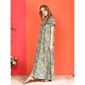 Camisón Evolve Alpine Casual de Longitud Completa con Bolsillo Lateral, Bordado en el Escote, Tejido Suave, Cierre Elástico en la Cintura, Estilo Adorable - Product Image 6