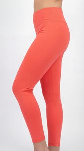 Leggings Deportivos de Cintura Alta Color Coral para Mujer, Pantalones de Yoga de Compresión Personalizados OEM - Product Image 5