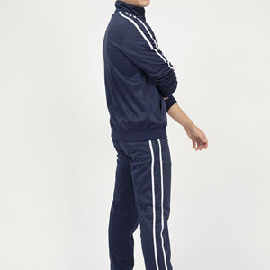Whole Sale Cheap Price <b>Navy</b> Blue Color Long Sleeve Winter Side Stripe Training Tracksuits for Men's Heavy Weight Tracksuits - Product Image 6
