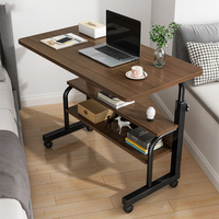 Bureau d'ordinateur portable mobile simple, réglable en hauteur, en bois, pour chevet, petit bureau, usage domestique ou en dortoir étudiant, bureau paresseux en métal