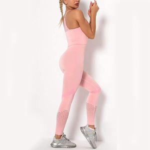 Conjunto de entrenamiento de Fitness para gimnasio ecológico de talla grande XL para mujer, sujetador de Yoga de secado rápido de estiramiento alto, pantalones, conjunto de Yoga sólido con cintura alta - Product Image 5