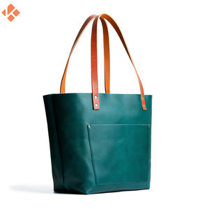 Bolso grande de cuero genuino de alta calidad para mujer con cierre de cremallera y diseño de moda simple - Product Image 3