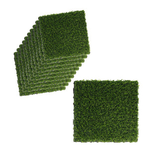 * OUTLET * 10 pezzi di piastrelle da giardino in plastica, 30x30x2,3 cm, pavimenti in erba artificiale per esterni, colore verde erba, - Product Image 1