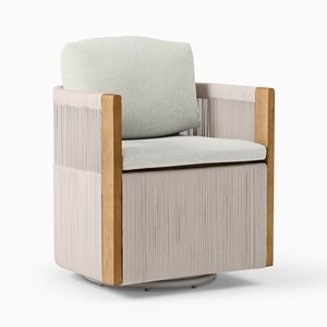 Sekar เก้าอี้รับประทานอาหารกลางแจ้งหมุนได้พร้อมเชือกทอผิวธรรมชาติและป้องกันแสงแดดคุณภาพสูง - Product Image 1