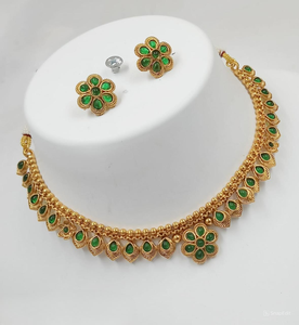 <b>Indian</b> Traditional Ethnic Gold Plated Copper Bridal Wedding Jewelry <b>Set</b> for Women Party Earrings and Necklace <b>Set</b> - Product Image 1