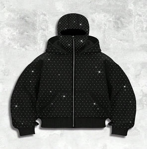 Sudadera con Capucha de Forro Polar para Invierno 2026, Diseño Moderno con Adornos Brillantes, con Bolsillos, Estilo Urbano, Sudadera con Capucha Tipo Balaclava, Impermeable - Product Image 5