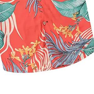 2025 moda tortuga hoja impresa hawaiana camisa de manga corta pantalones cortos trajes 100% algodón hombres playa Vacaciones verano dos piezas - Product Image 5