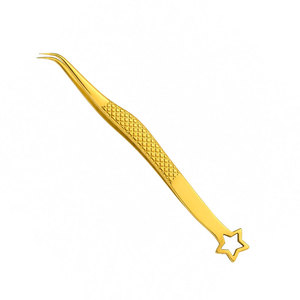 SHEARS BEAUTY แหนบดัดขนตาสแตนเลสเคลือบทองพร้อมปลายรูปดาวและปลายเรียบ ทนทาน ป้องกันไฟฟ้าสถิต สำหรับทำเล็บ - Product Image 2
