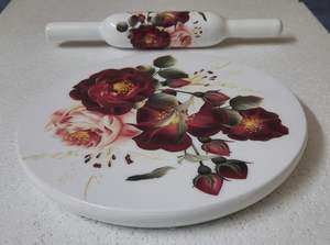 Juego de Chakla y Belan de Madera con Diseño Floral Impreso, Ecológico, Combo de Tabla y Herramienta para Estirar Masa y Chapati - Product Image 3