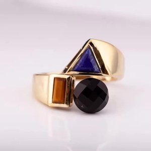 เครื่องประดับแฟชั่นชุบทอง14K 925เงินแท้พร้อมดีไซน์เฉพาะตัวของเสือไพฑูรย์ธรรมชาติสีนิลสามารถปรับได้ - Product Image 2