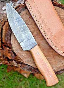 Custom Made <b>Forged</b> Damascus Steel Skinning Hunting Outdoor Knife Pakkawood Handle with Sheath OEM Support Fix Blade Knife - Product Image 2