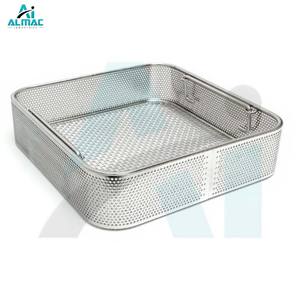 ตะกร้า ALMAC Din แบบฐานเรียบ ด้านข้างเจาะรู ผลิตจากสแตนเลสอย่างดี แข็งแรง ทนทาน ใช้จัดเก็บอุปกรณ์ทางการแพทย์ ได้รับการรับรองมาตรฐาน CE ปลอดภัย - Product Image 1