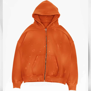 Sudadera con Capucha de Forro Polar para Hombre, Diseño Desgastado con Lavado Ácido, Transpirable, Cómoda, Bordada, Lisa, Teñida, OEM, Gran Oferta - Product Image 5