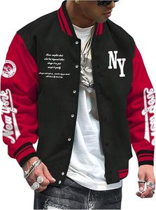 Chaqueta Universitaria para Hombre, Diseño Color Block con Letras, Manga Larga, Estilo Béisbol, Chaqueta Bomber. - Product Image 5