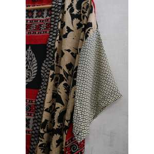 Silk Patchwork Plus Size Breathable Casual Knee Length <b>Kimono</b> Robe <b>Women</b> Indian Printed Short Autumn Nightwear Gift for Her - Product Image 3
