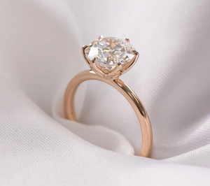 Bague solitaire en or rose massif 14 carats avec diamant cultivé en laboratoire 2.5CT romantique femmes mariage fiançailles anniversaire cadeau bijoux fins - Product Image 2