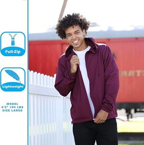 Veste coupe-vent d'hiver pour hommes, col montant à capuche imperméable avec logo avant, légère pour l'extérieur - Product Image 5