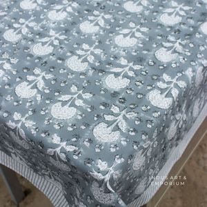 Couverture de table imprimée Hand Block avec des motifs culturels Nappe en toile de coton à fleurs indiennes 6 places et 8 places - Product Image 5