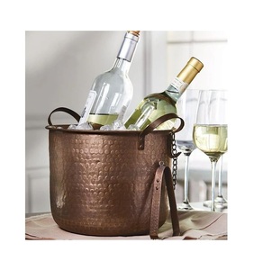 Cubo de hielo de cobre y acero con acabado a mano, accesorios de barra con acabado antiguo de acero inoxidable, cubo de hielo con acabado de cobre - Product Image 1